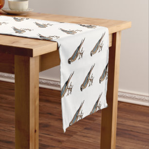 American kestrel bird cartoon illustration  short table runner