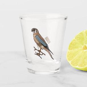 American kestrel bird cartoon illustration  shot glass