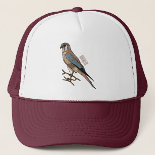 American kestrel bird cartoon illustration trucker hat