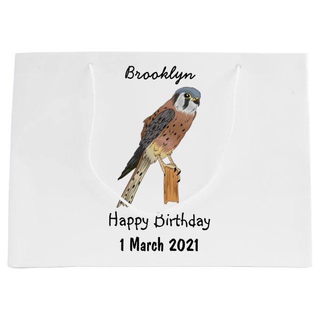 American Kestrel bird illustration  Large Gift Bag (Front)