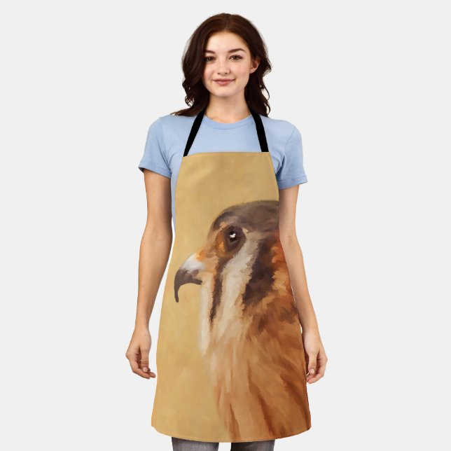 American Kestrel Painting - Original Bird Art Apron (Worn)