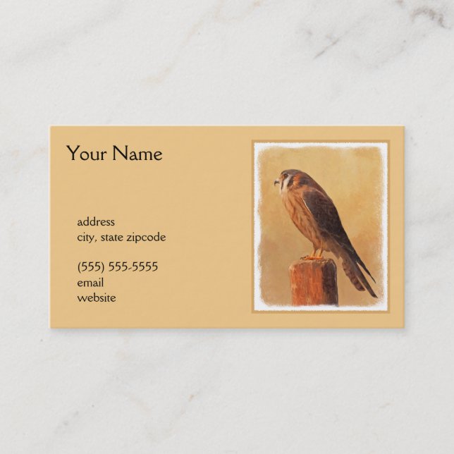 American Kestrel Painting - Original Bird Art Business Card (Front)