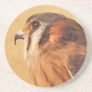 American Kestrel Painting - Original Bird Art Coaster