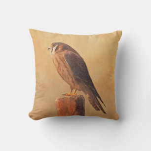 American Kestrel Painting - Original Bird Art Cushion