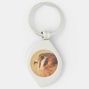 American Kestrel Painting - Original Bird Art Key Ring