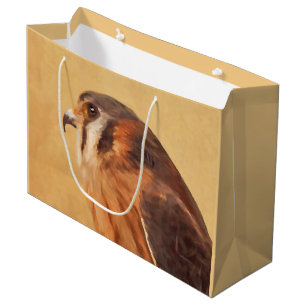 American Kestrel Painting - Original Bird Art Large Gift Bag