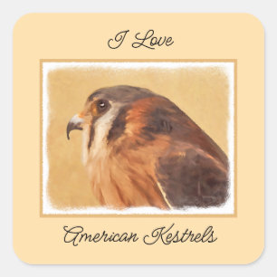 American Kestrel Painting - Original Bird Art Square Sticker