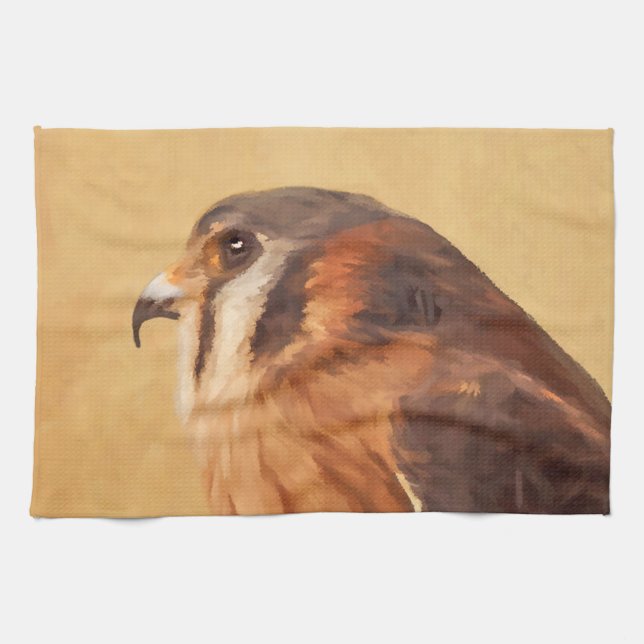 American Kestrel Painting - Original Bird Art Tea Towel (Horizontal)