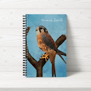 American Kestrel Watercolor Personalised Bird Notebook
