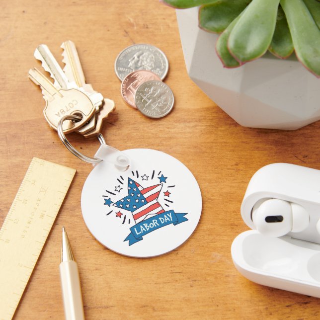 American Labour Day Creative Illustration Design Key Ring (Desk)