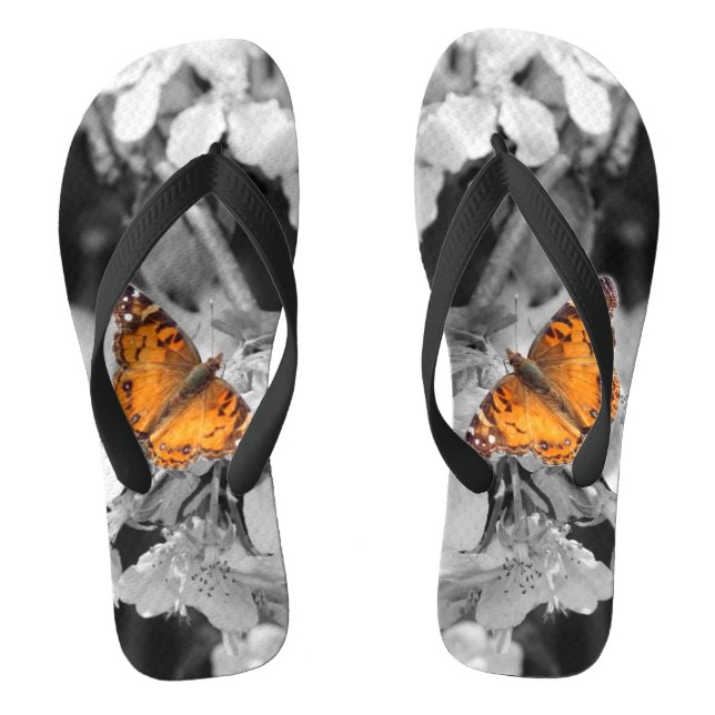 American Lady Butterflies On Blossom Flip Flops (Footbed)