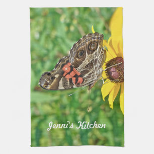 American Lady Butterfly - Vanessa virginiensis Tea Towel