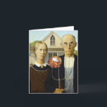 American Latke (Thanksgivukkah) Holiday Card<br><div class="desc">Perfect Thanksgivukkah for family,  friends,  or anyone with a sense of humour. The classic American Gothic painting features a latke on the farmer's pitchfork and a tiny menorah in the attic window.</div>