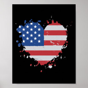 American Ld Eagle And Wolf Usa Flag 4th Of July Poster