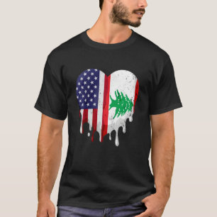 American Lebanese Heritage Month Lebanon Flag Hear T-Shirt