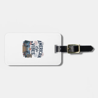 American Life Vibes Patriotic Lake Vector Shirt_1 Luggage Tag