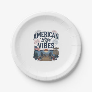 American Life Vibes Patriotic Lake Vector Shirt_1 Paper Plate