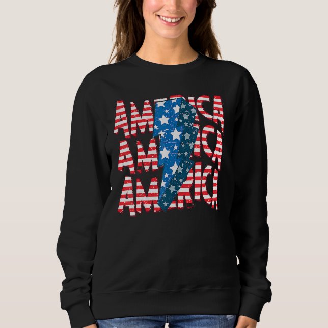 American Lightning Bolt USA Flag 4th Of July Indep Sweatshirt (Front)