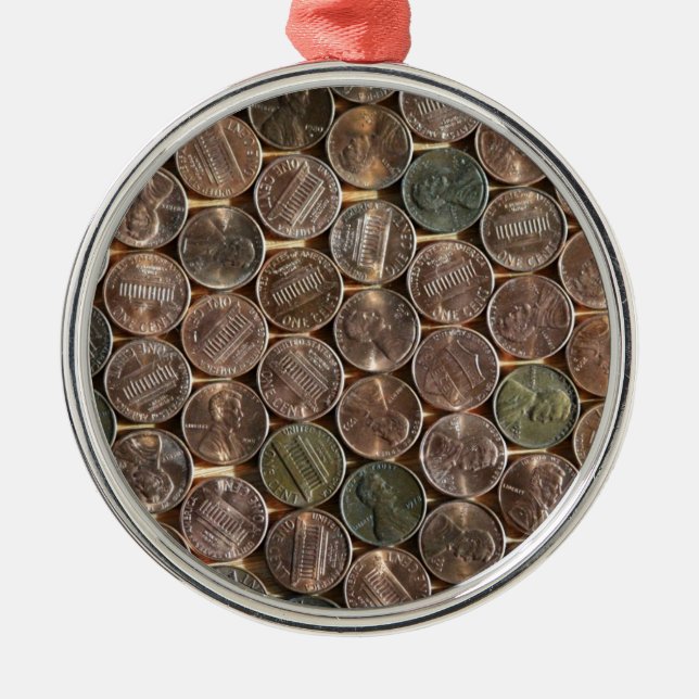 American Lincoln Pennies Texture Metal Tree Decoration (Front)