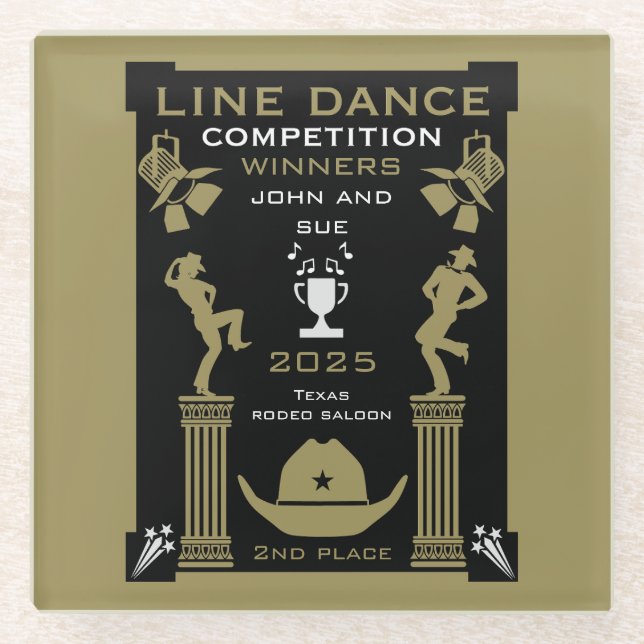 American Line Dancing Competition Glass Coaster (Front)