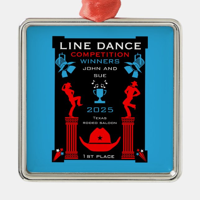 American Line Dancing Competition Metal Tree Decoration (Front)