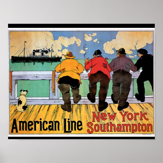 American Line New York to Southampton Poster (Front)