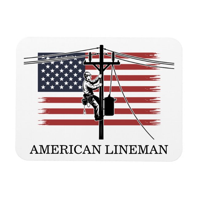 American Lineman Flag – Electrician & Utility Work Magnet (Horizontal)