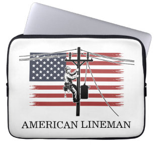 American Lineman Flag Utility Worker Gift Idea Laptop Sleeve