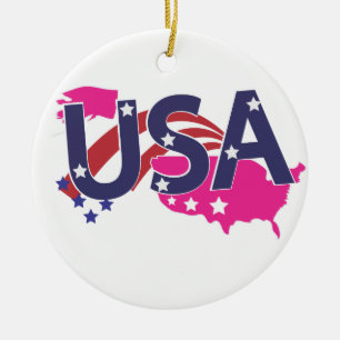 American logo travel poster ceramic tree decoration