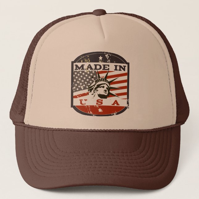 American logo travel poster trucker hat (Front)