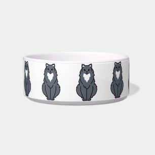American Longhair Cat Cartoon Bowl