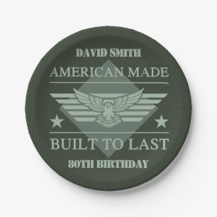 American Made 80th Birthday Paper Plate