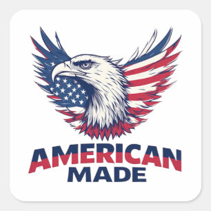American Made American Flag Patriotic Gift Square Sticker