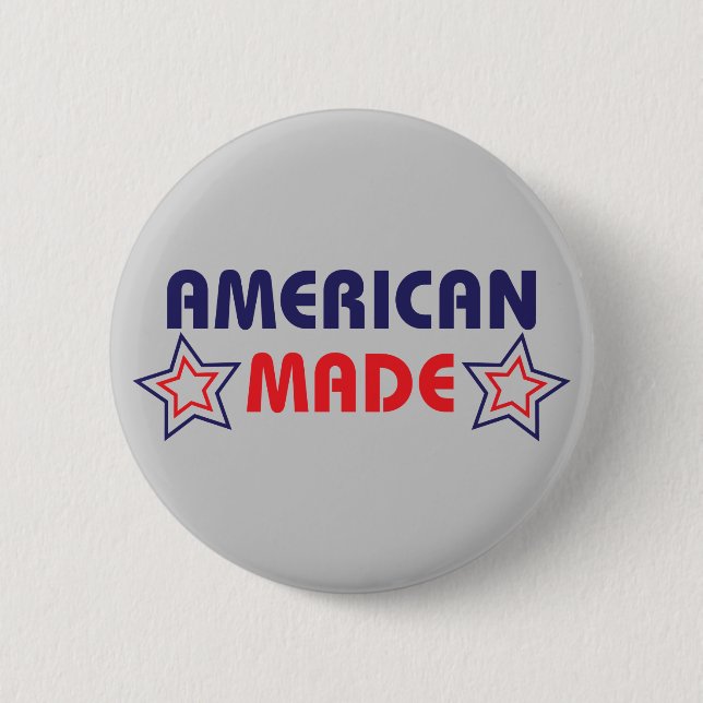 American Made Grey 6 Cm Round Badge (Front)