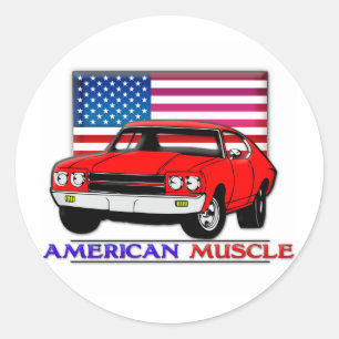 American Made Muscle Classic Round Sticker