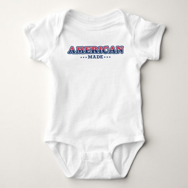 American Made, Proud, Patriotic T-Shirt Baby Bodysuit (Front)