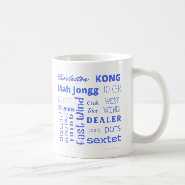 American Mah Jongg cup with blue words (Right)