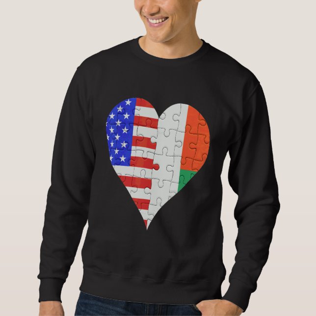 American Malagasy Flag Heart Sweatshirt (Front)