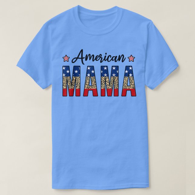 American Mama 4th Of July Leopard Fourth Of July M T-Shirt (Design Front)
