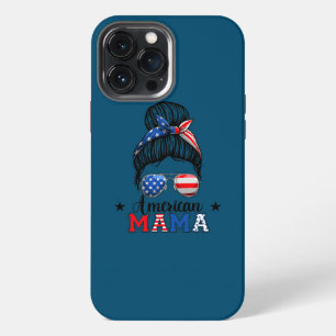 American Mama 4th Of July s Grandma Messy Bun iPhone 13 Pro Max Case