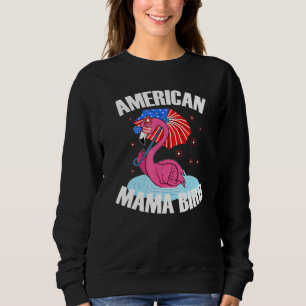 American Mama Bird Patriotic Mum Flamingo Flag Jul Sweatshirt