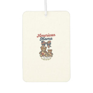American Mama Patriotic Bear Patchwork Vector Desi Car Air Freshener