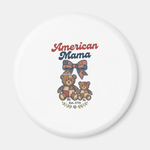 American Mama Patriotic Bear Patchwork Vector Desi Magnet