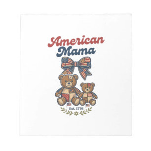 American Mama Patriotic Bear Patchwork Vector Desi Notepad