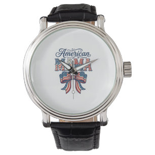 American Mama Patriotic Bow Vintage 4th of July Sh Watch