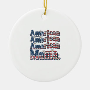 American Mama Patriotic Vintage Engraving Shirt De Ceramic Tree Decoration