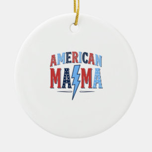 American Mama Patriotic Vintage Engraving Shirt De Ceramic Tree Decoration