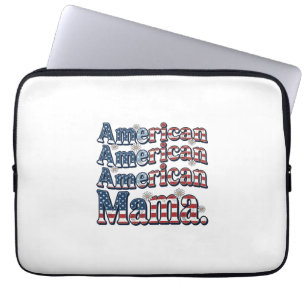 American Mama Patriotic Vintage Engraving Shirt De Laptop Sleeve