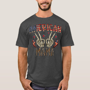 American Mama Skeleton Hand Western 4th Of July Le T-Shirt