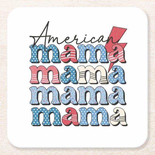 American Mama  Square Paper Coaster (Front)
